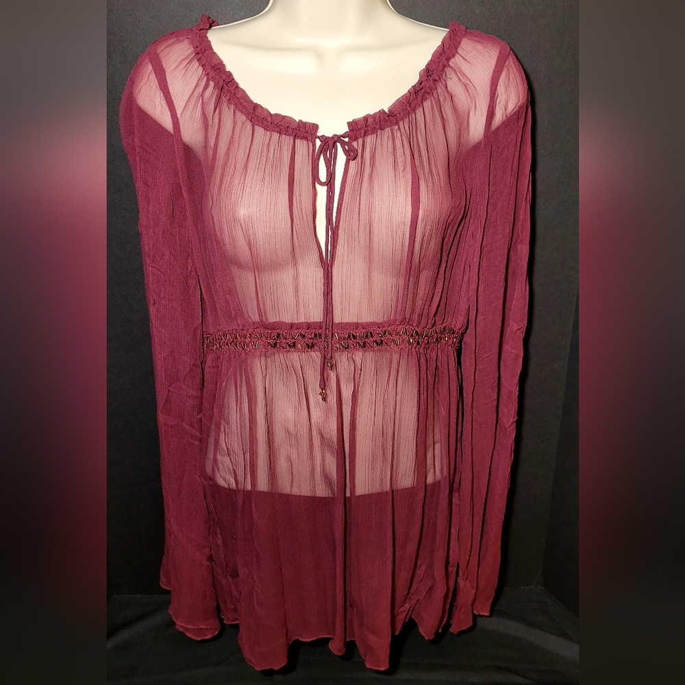 Express Silk Burgundy Women's Top size M NWT